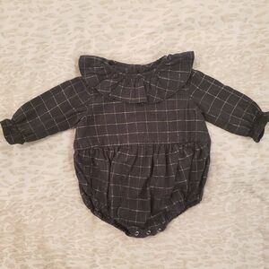 LOIR PARIS Charcoal + Gold Bubble Romper 12M
